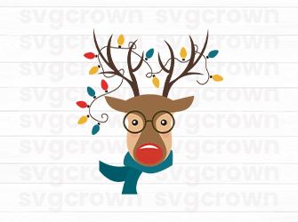 christmas deer with lights svg