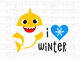 i love winter shark svg