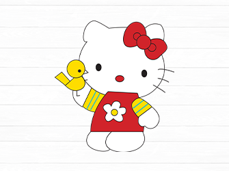 hello kitty with bird svg